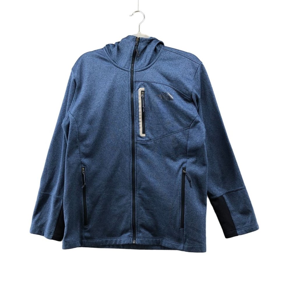 The North Face Zip Up Hooded Fleece Active Jacket Blue Mens Medium M Zip Pockets
